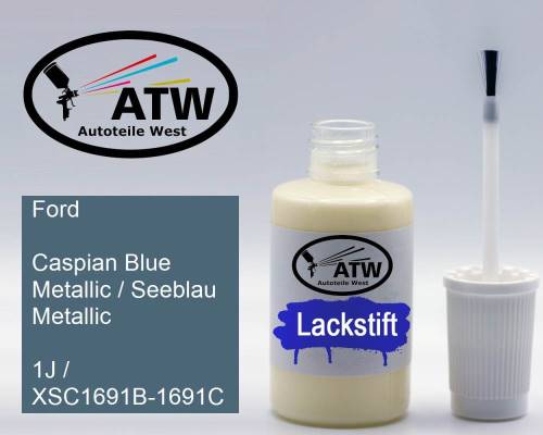 Ford, Caspian Blue Metallic / Seeblau Metallic, 1J / XSC1691B-1691C: 20ml Lackstift, von ATW Autoteile West.
